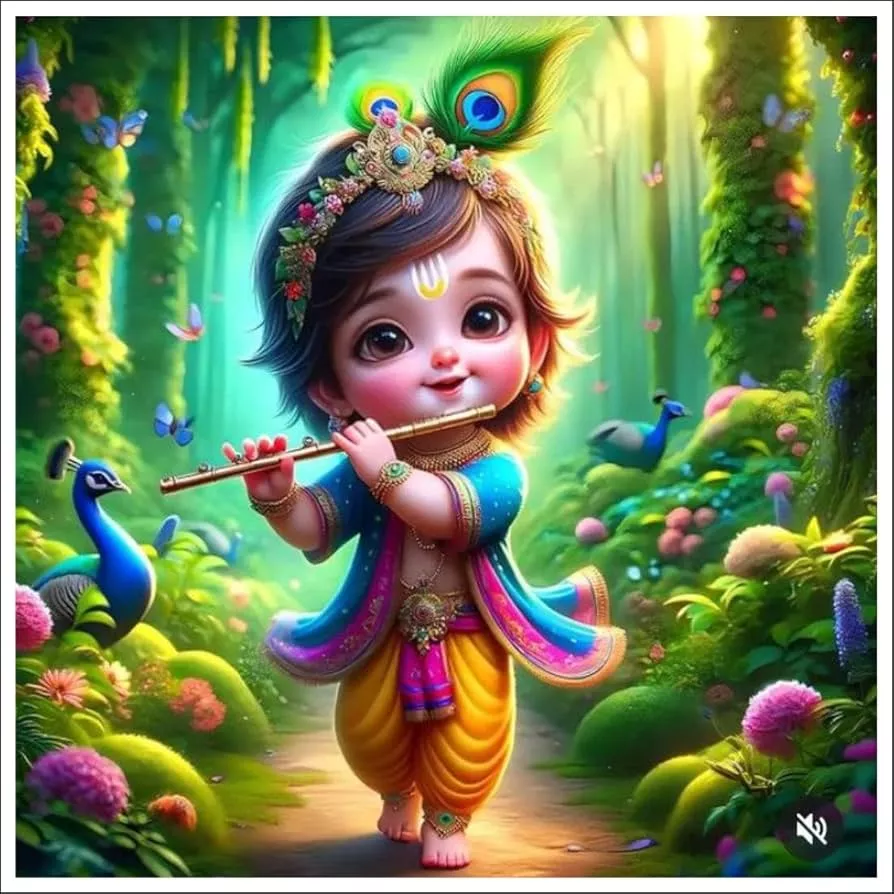 Baby Krishna God Wall Poster