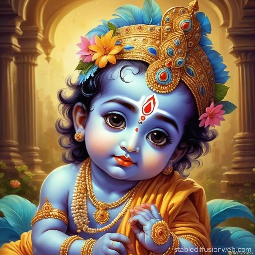 Cute Lord Krishna Baby Picture. Stable