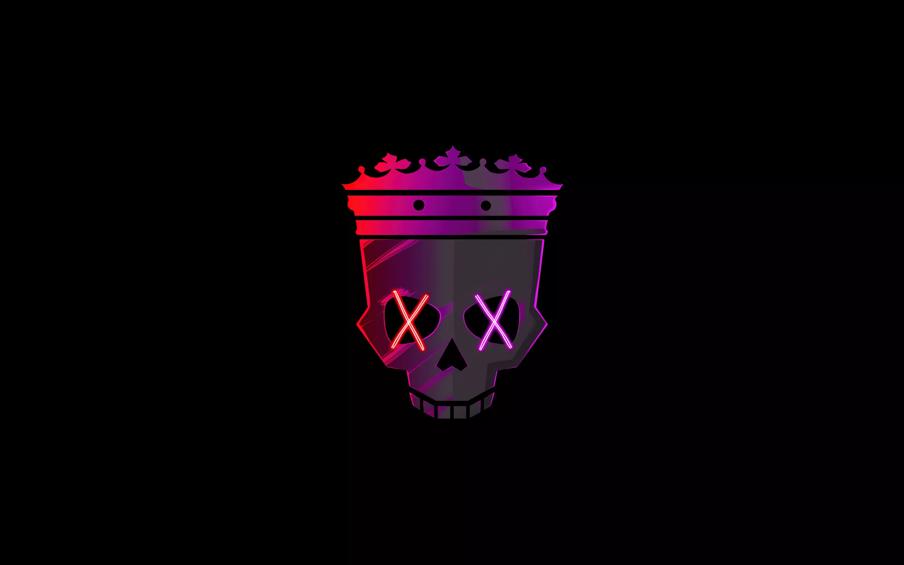 Skull Wallpaper 4K, Neon, Crown