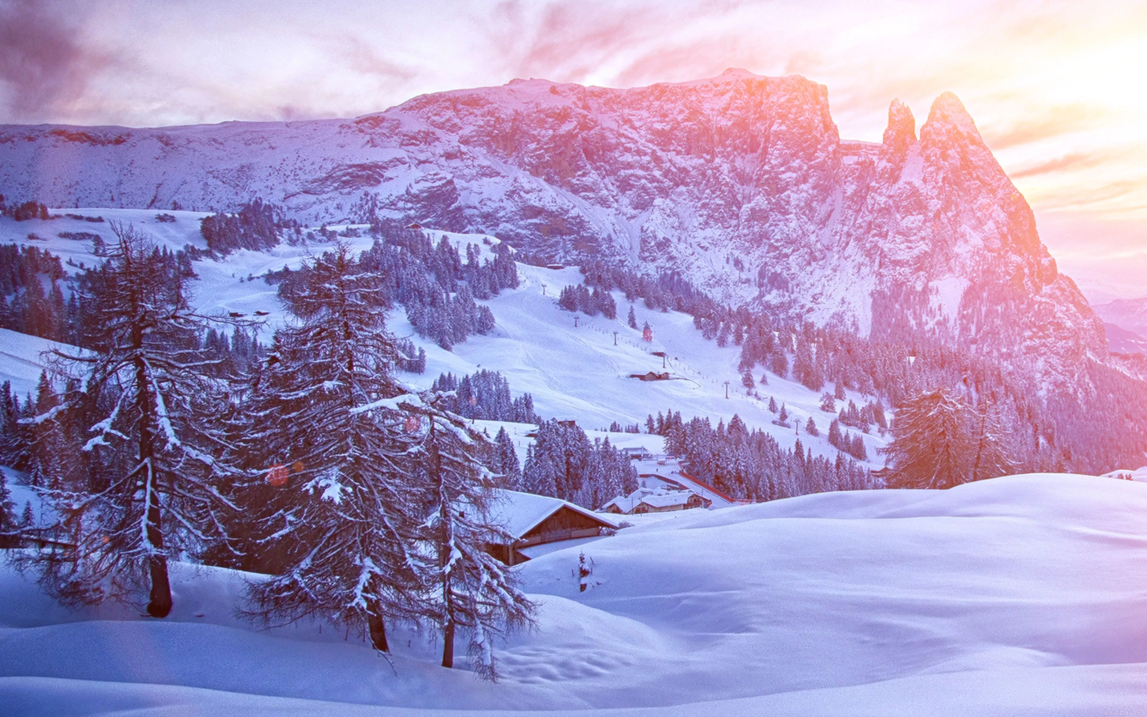 Mountain Green Snow Winter Nature