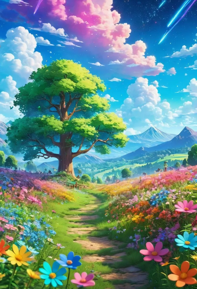 Vibrant Pixar Inspired Anime Nature