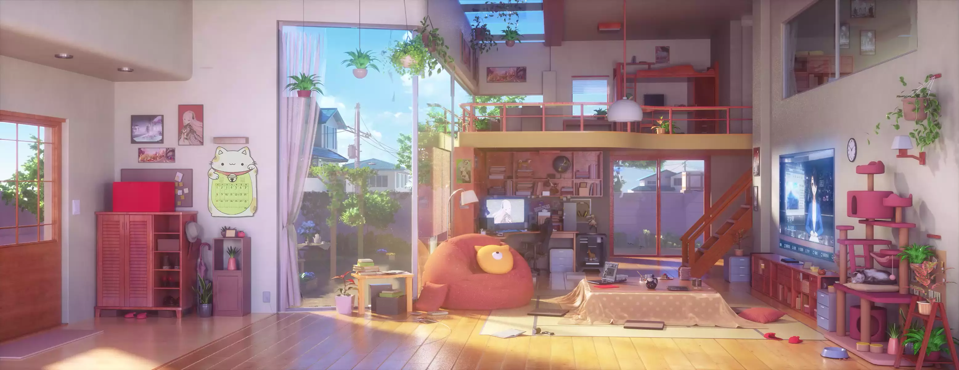 Video wallpaper Dual Screen Room Above