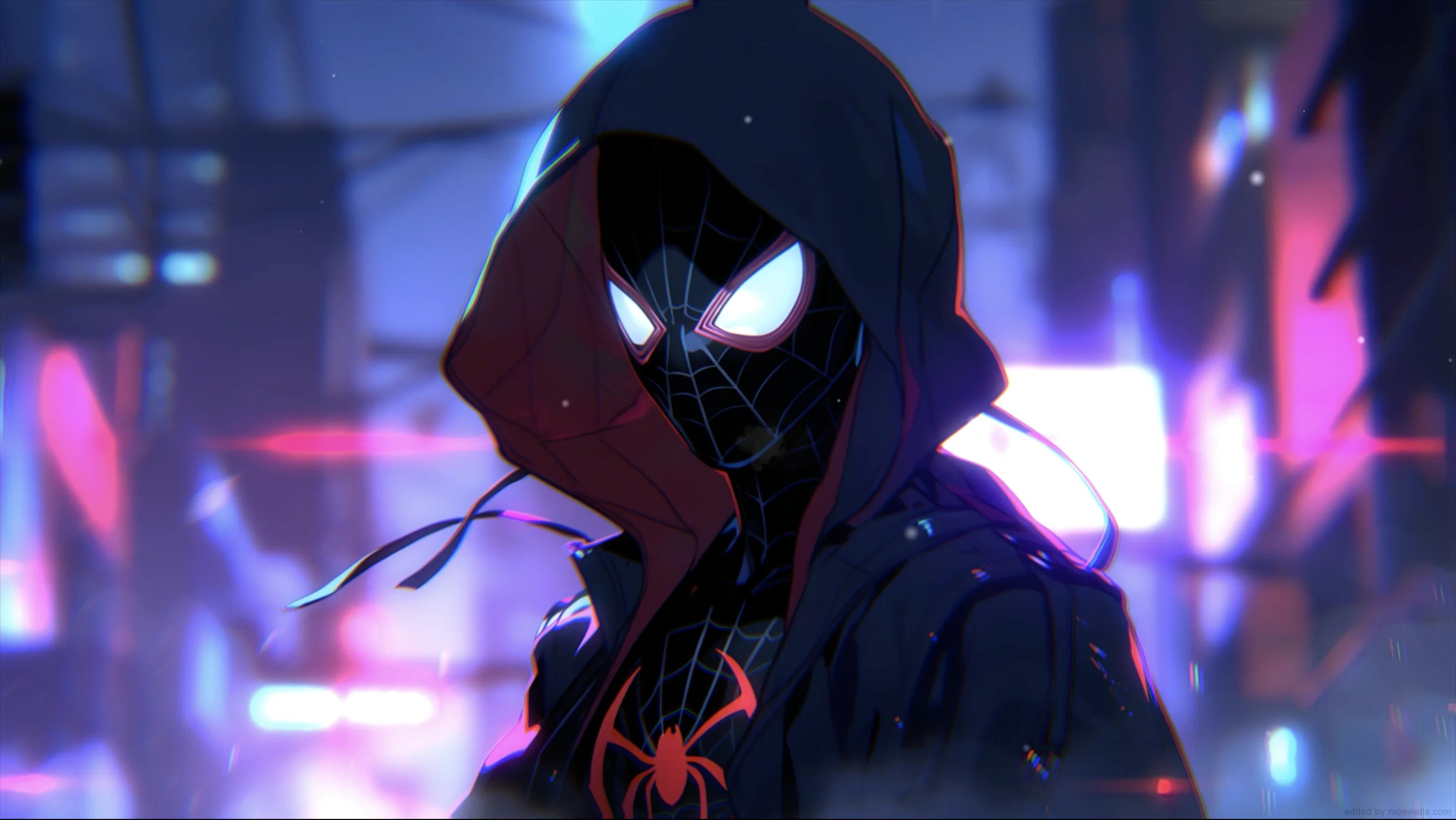 Miles Morales Neon Snowy Night Spider