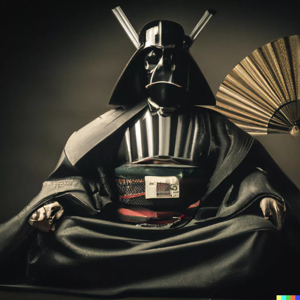 Darth Vader as a samurai meditating