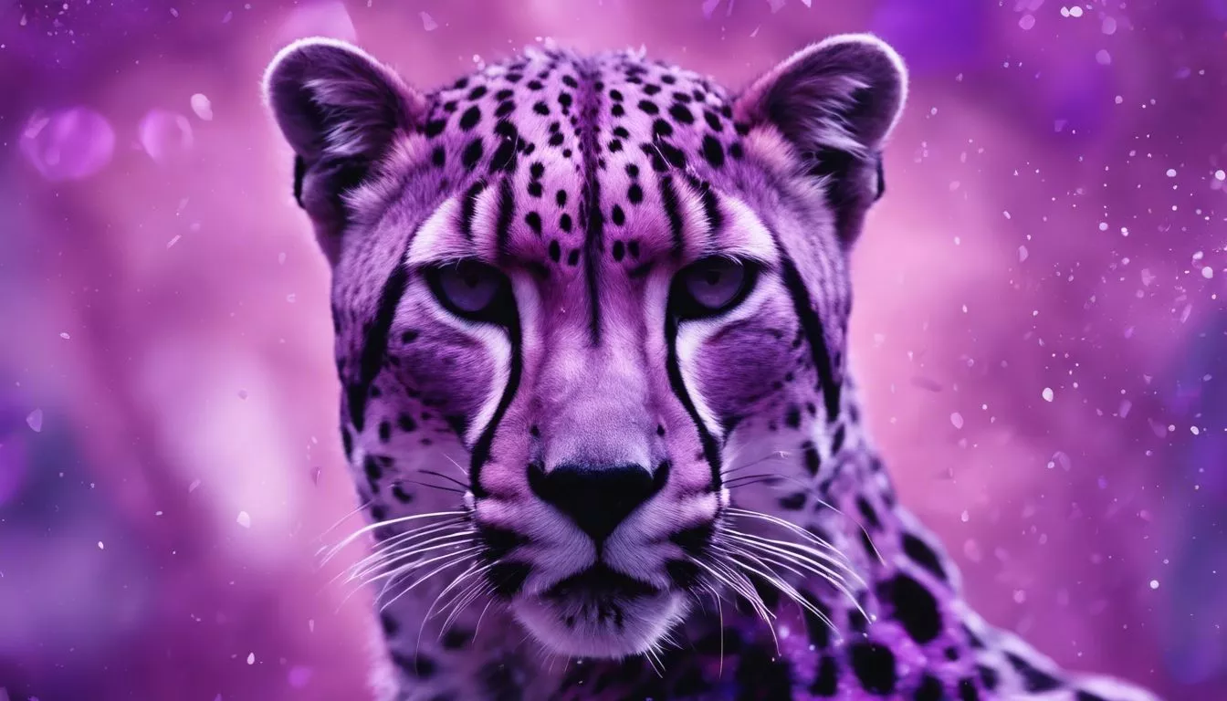 An abstract artwork of a purple cheetah