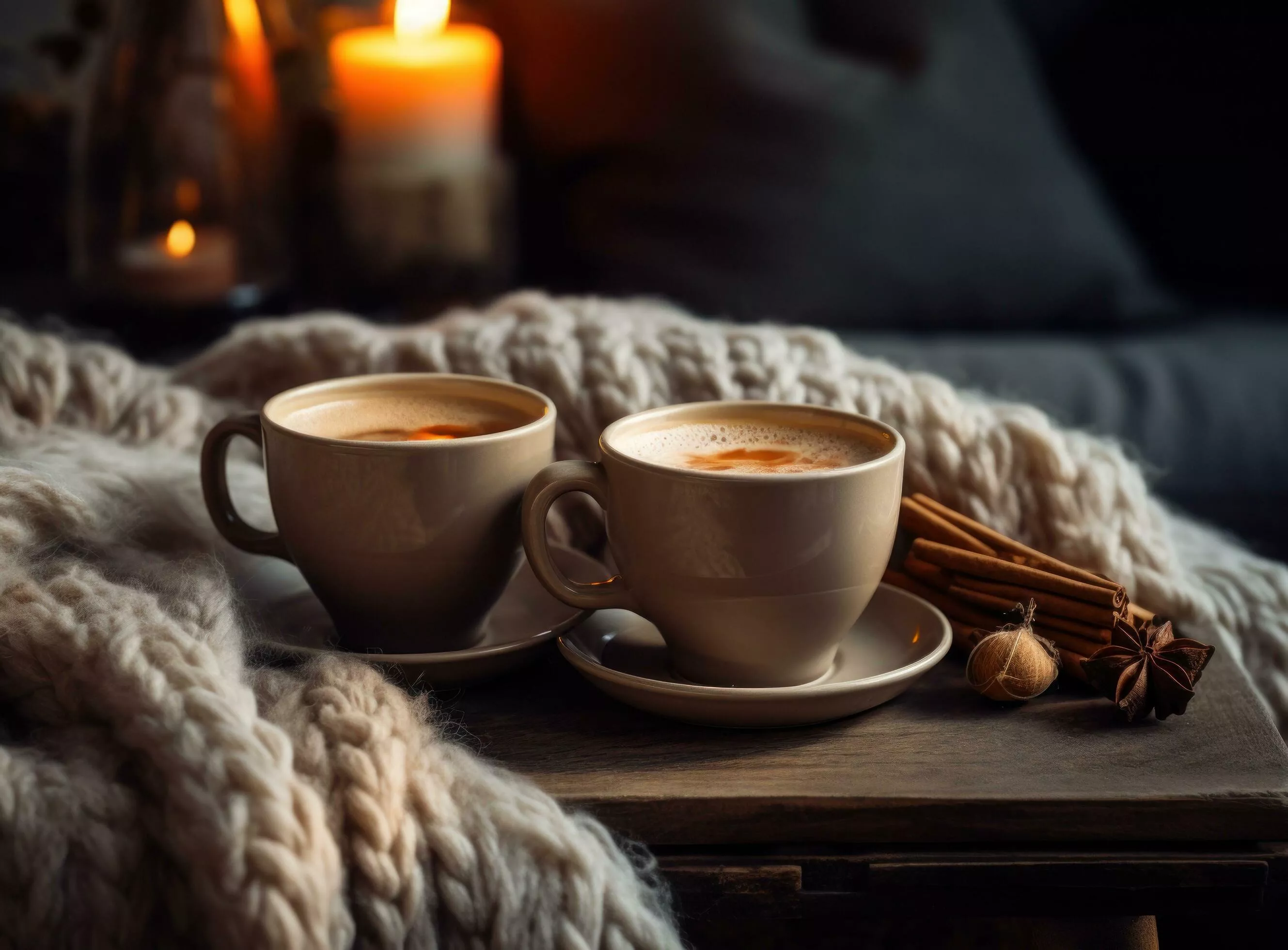 Cozy winter background with cup od