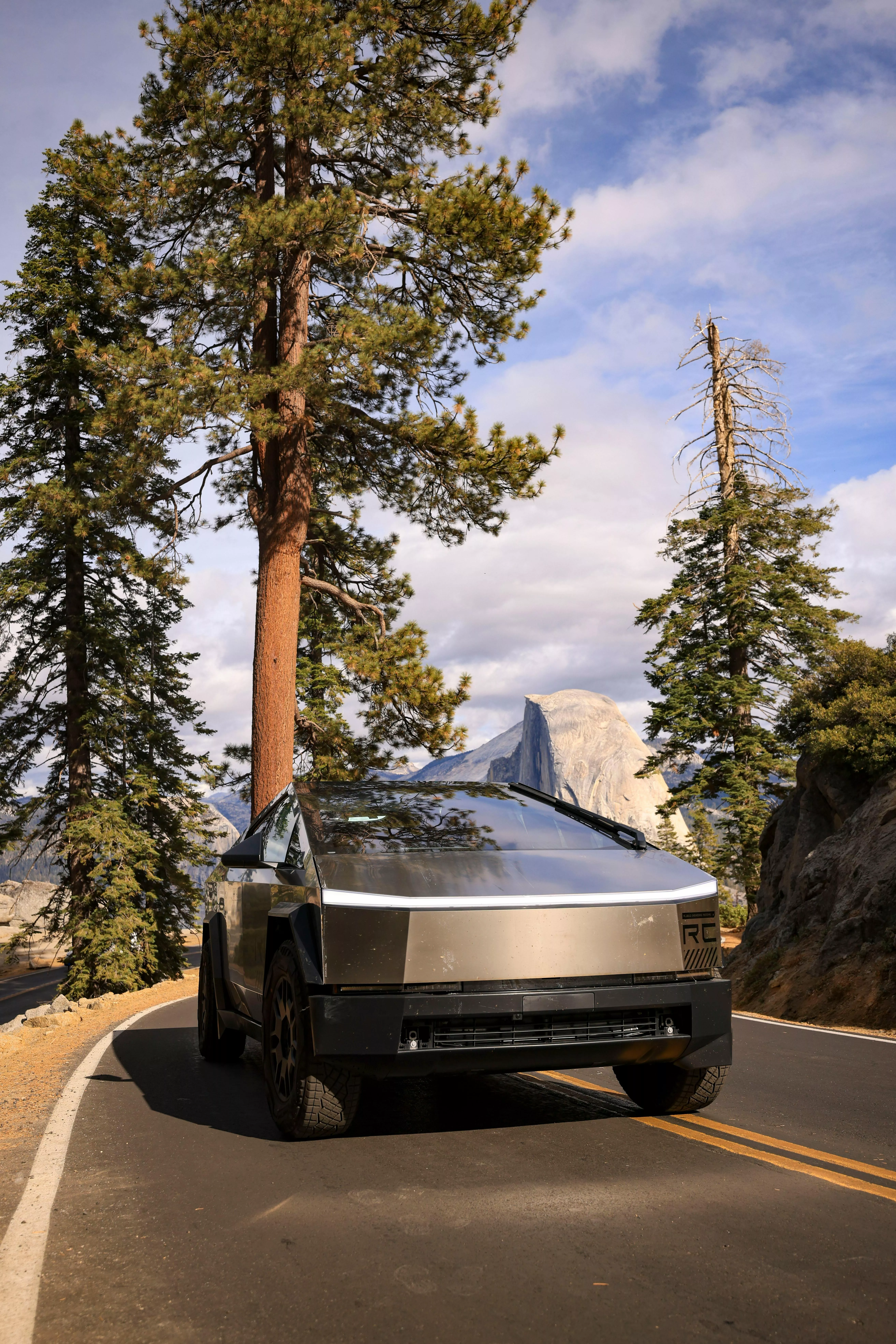 Tesla Cybertruck on Road · Free