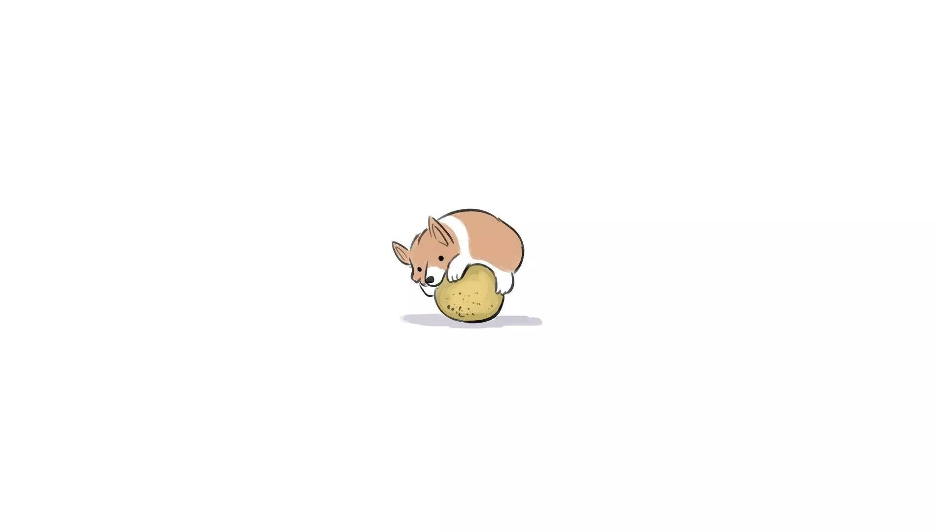 Download Endearing Cartoon Dog on a Potato Wallpaper