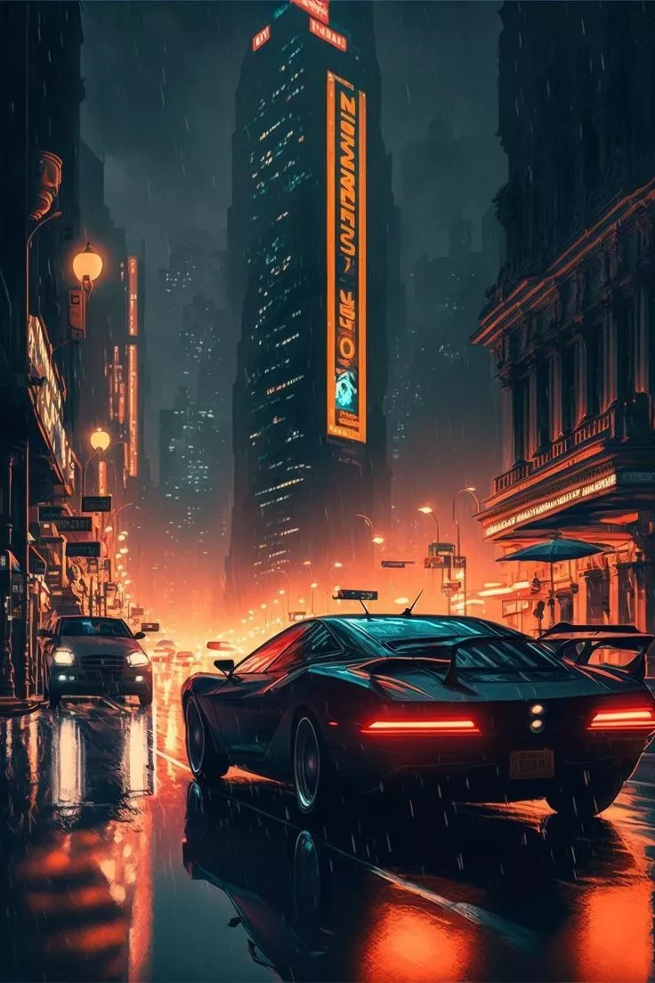 Cyberpunk city wallpaper illustrations