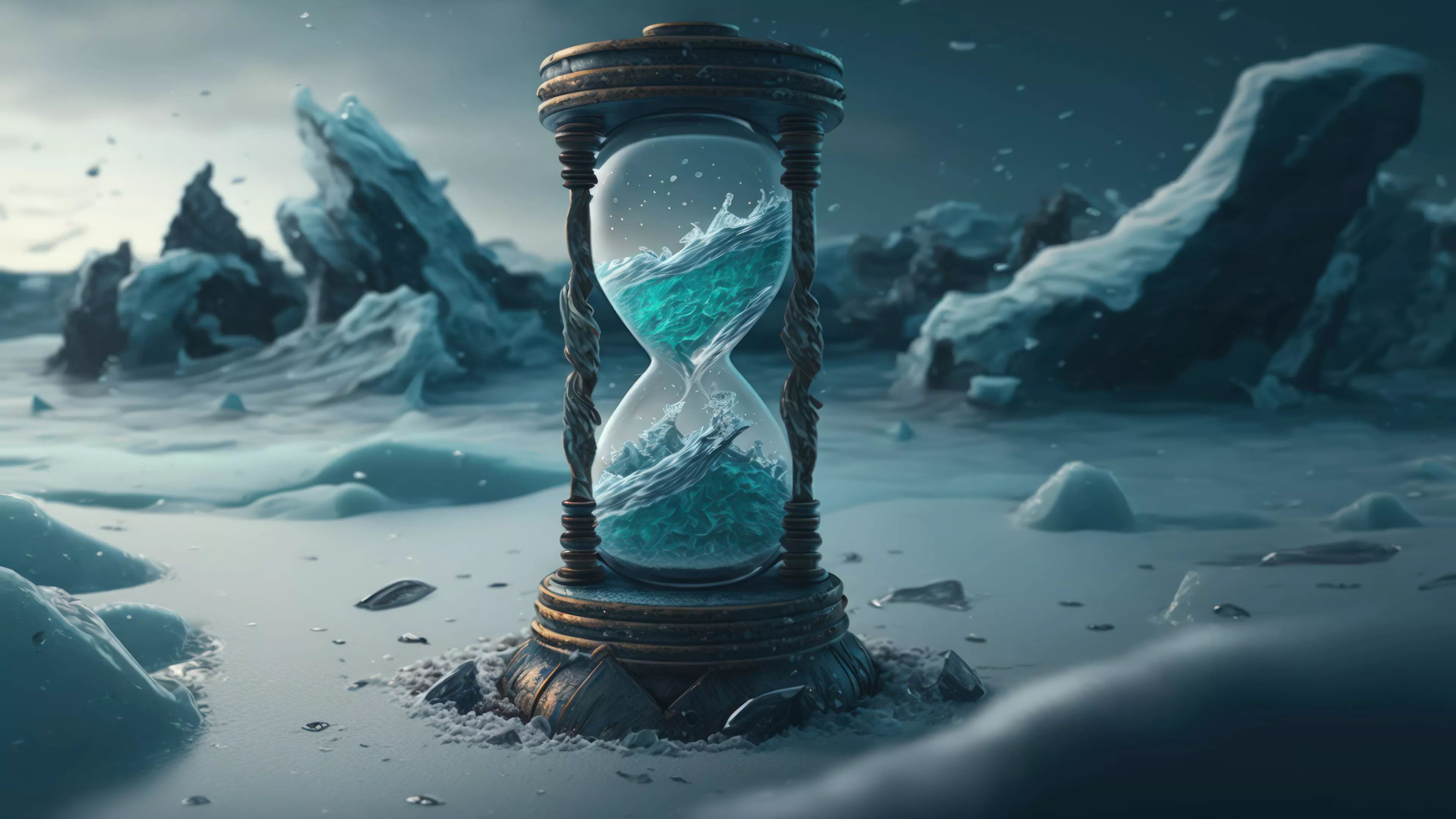 Frozen Hourglass on The Snow 4K Desktop
