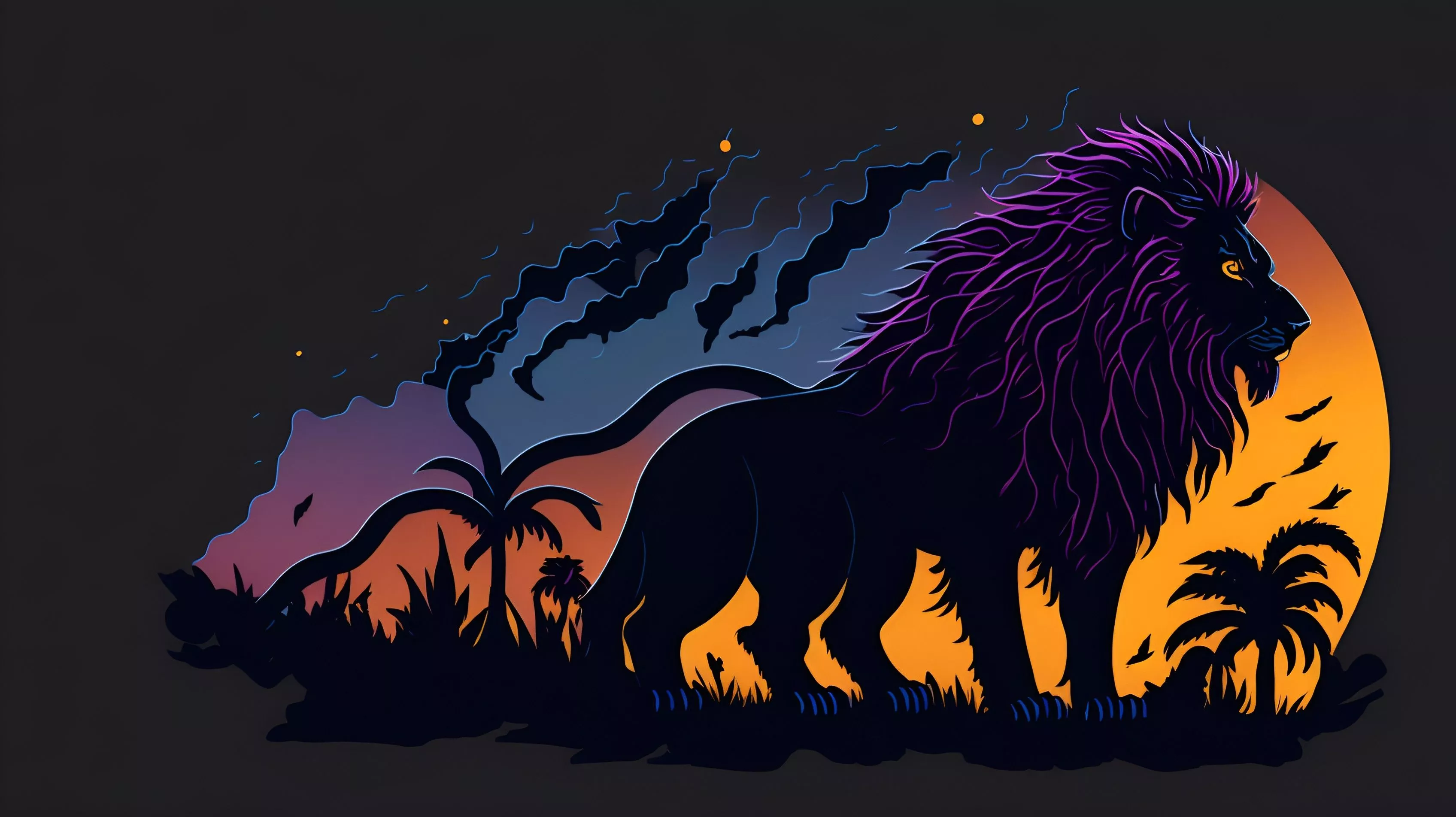 Lion Vector HD Neon AI Art Wallpaper