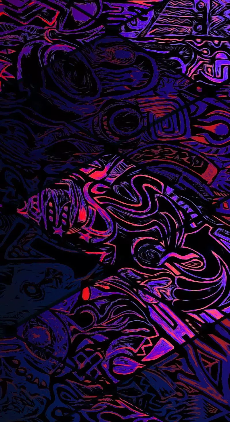 Zigzag contrast, abstract, amoled, blue, oled, pattern, patterns, red, tall, HD phone wallpaper