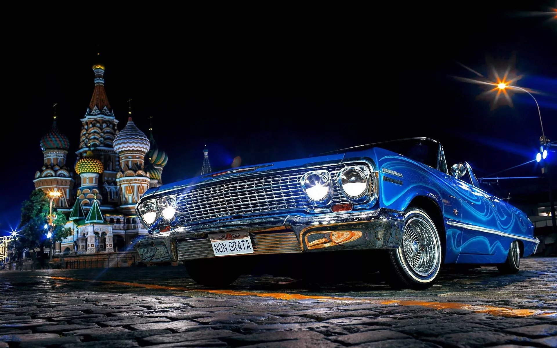 Download Chevrolet Impala 1967 Metallic Blue Wallpaper