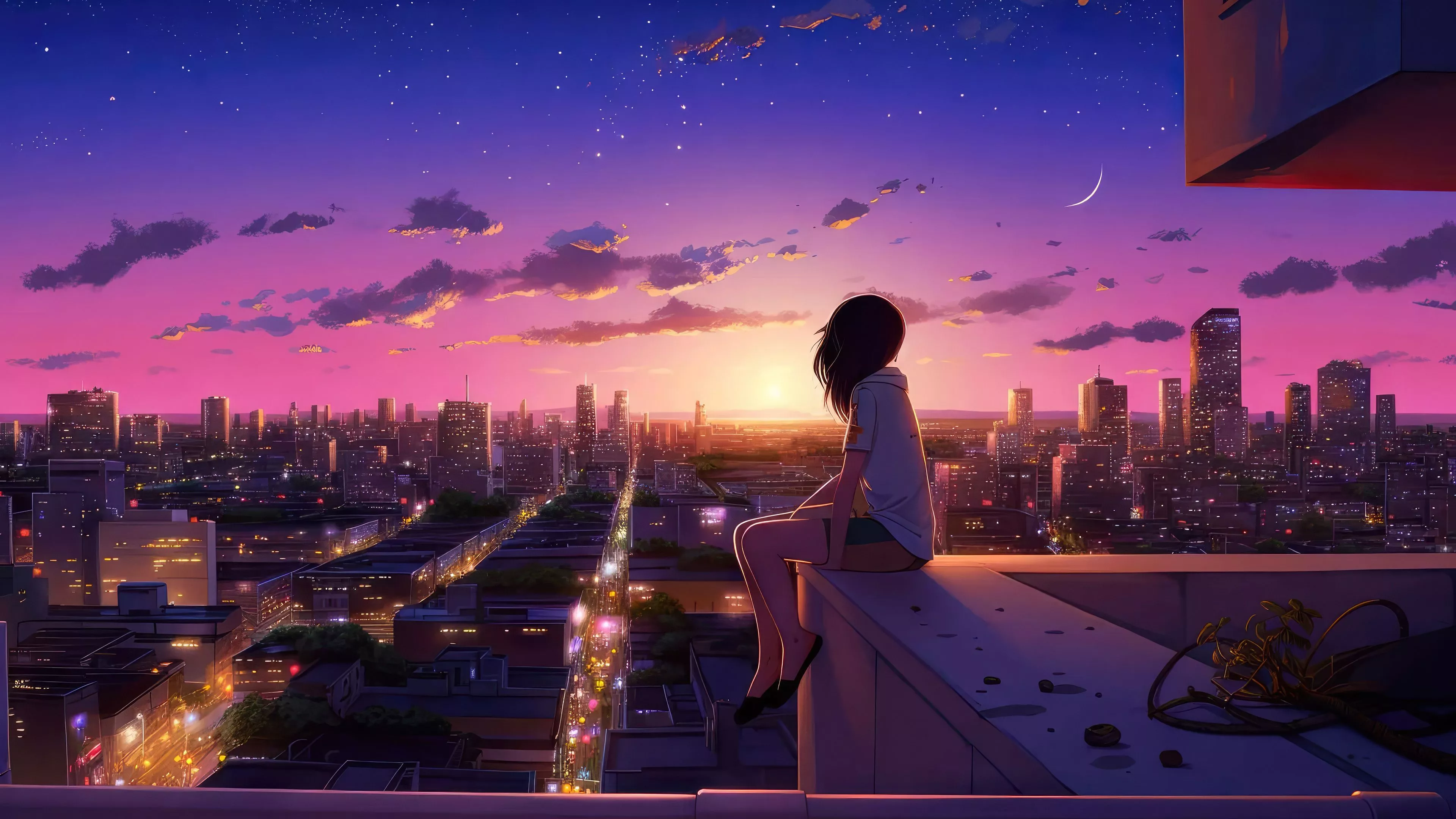 Lofi girl Wallpaper 4K, Dreams, Urban
