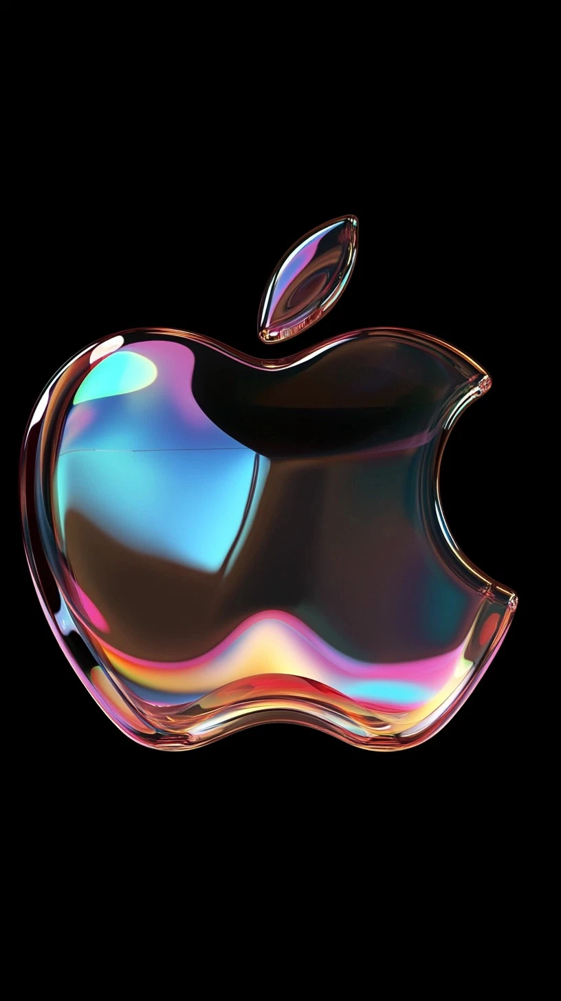 Retro 3D Apple Logo Art: 80s Style