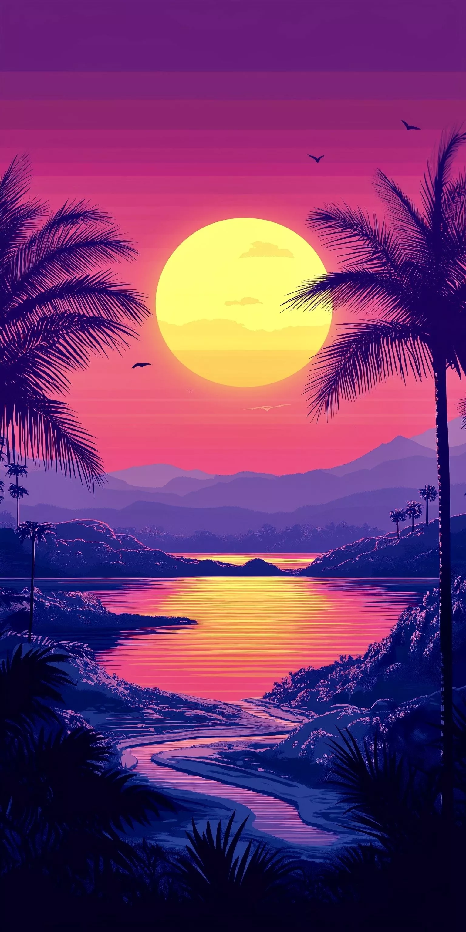 Retro Sunset iPhone Wallpaper