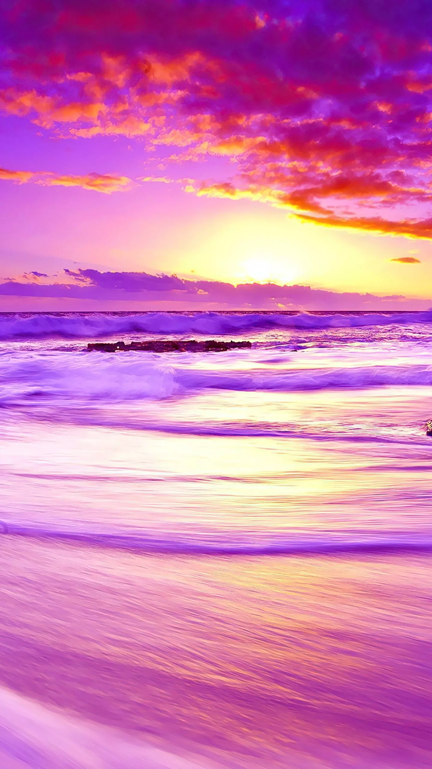 Purple Beach Sunset 4K HD Wallpaper