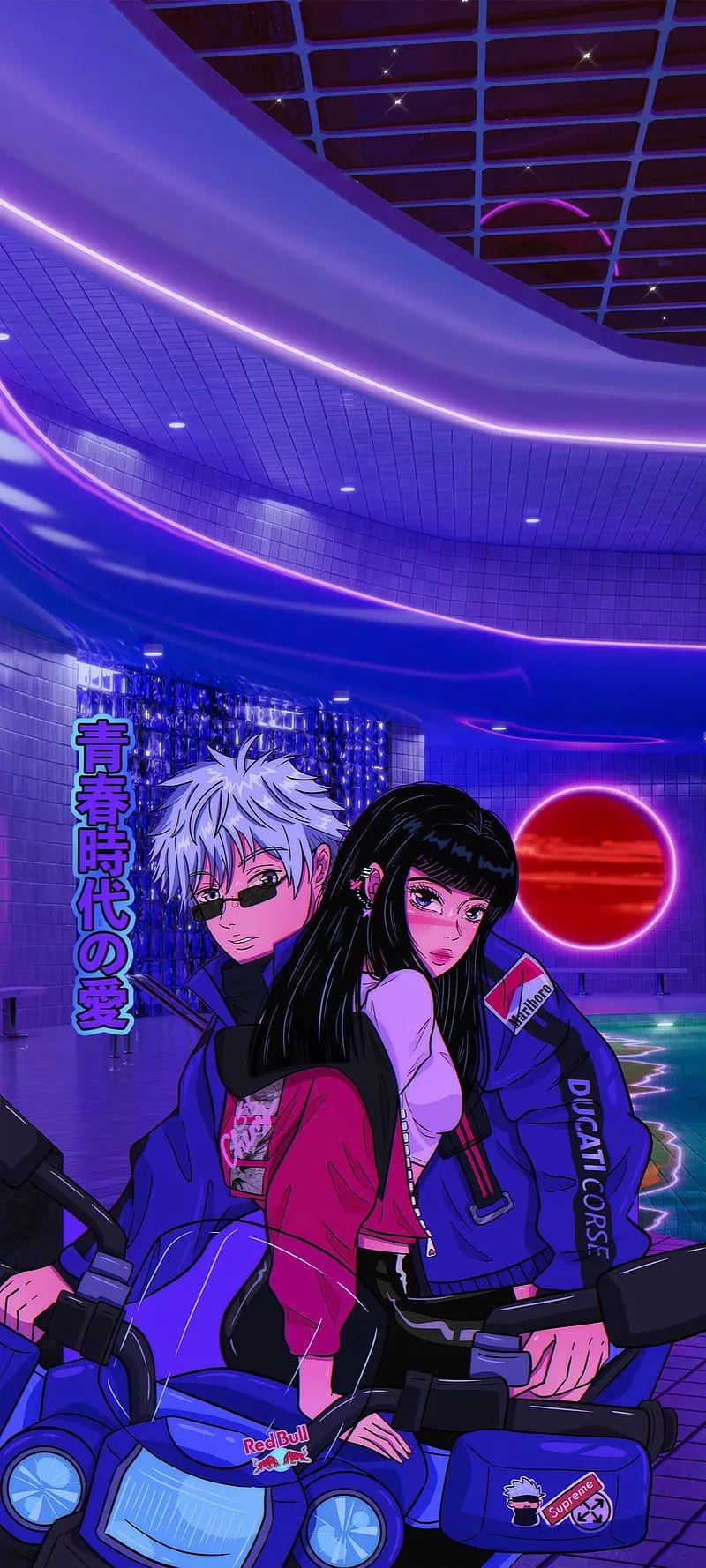 Vaporwave anime bikers, iPhone