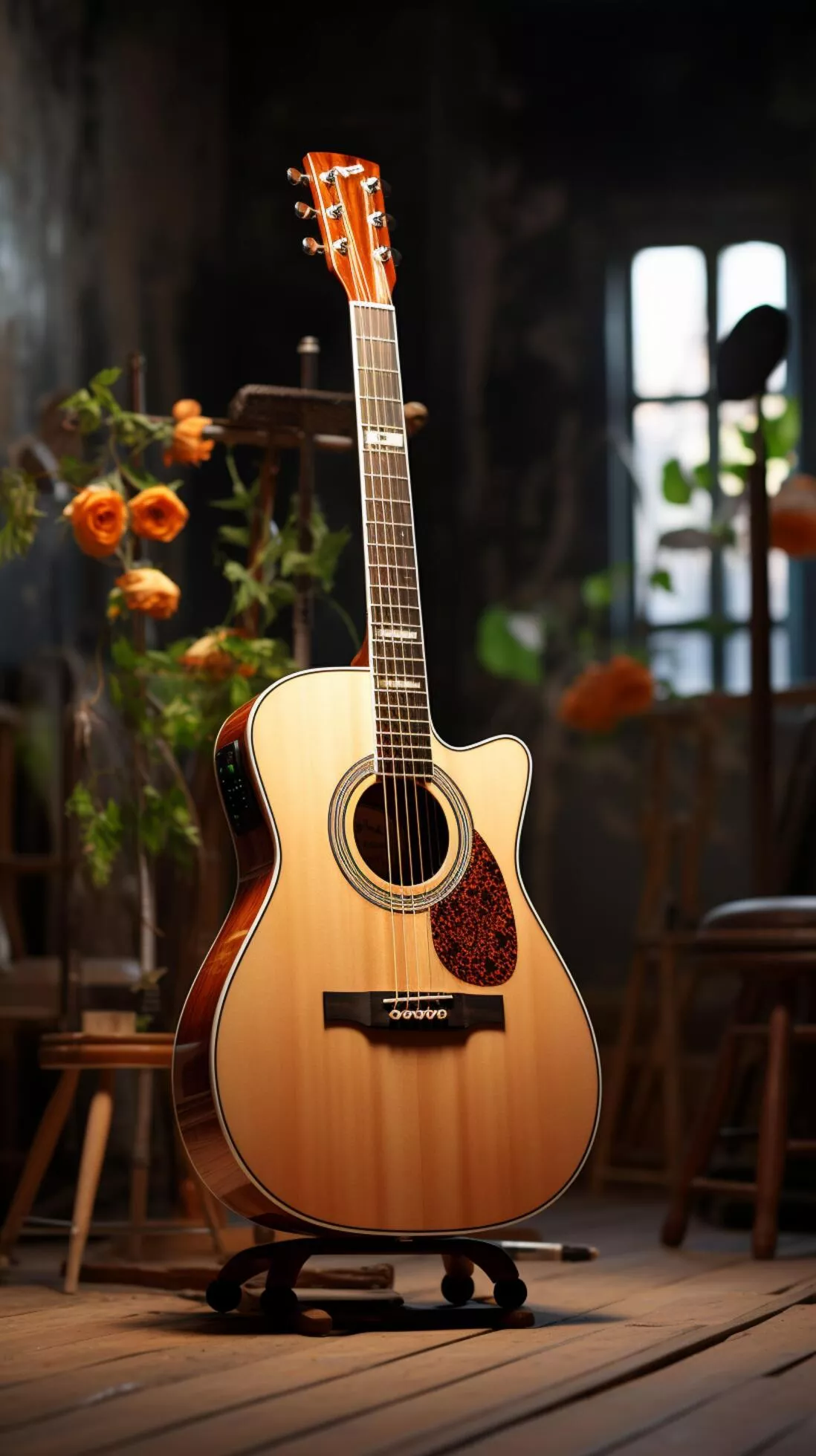 Studio serenity An acoustic guitar