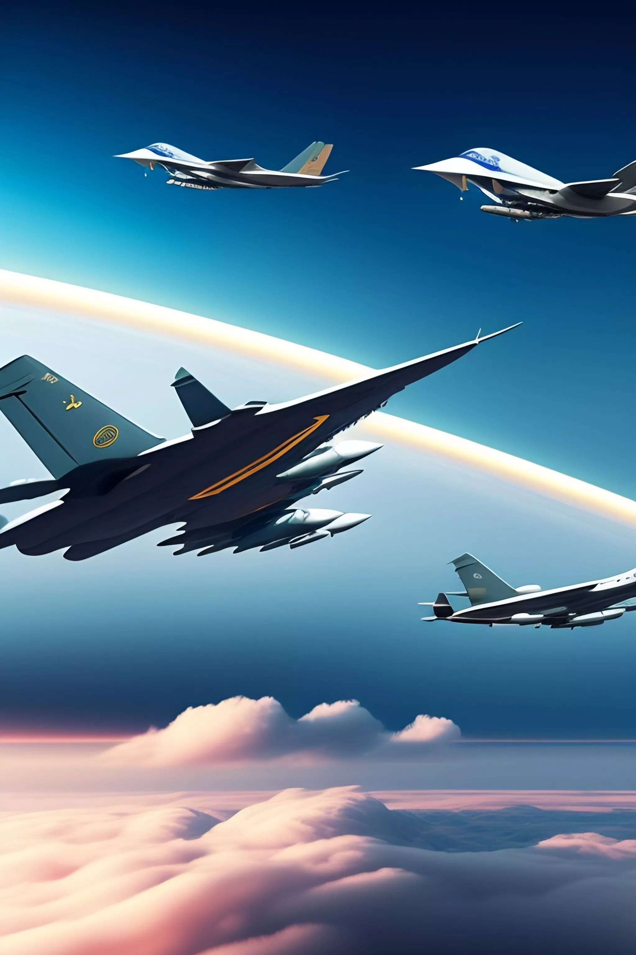 Two fighter jets escorting air