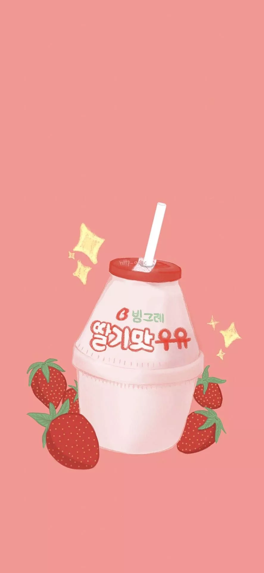 Strawberry Milk Cute iPhone Wallpaper