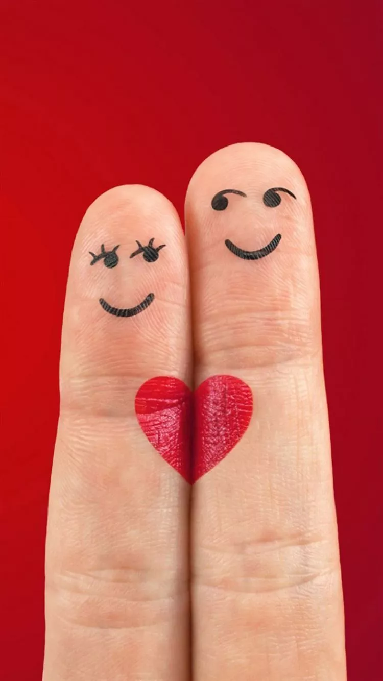 Lovely Love Heart Shaped Fingers Couple