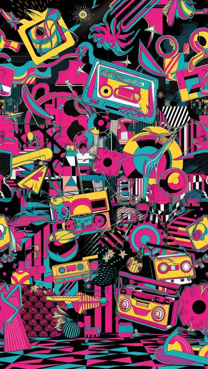 Vibrant 80s Retro Wallpaper: A