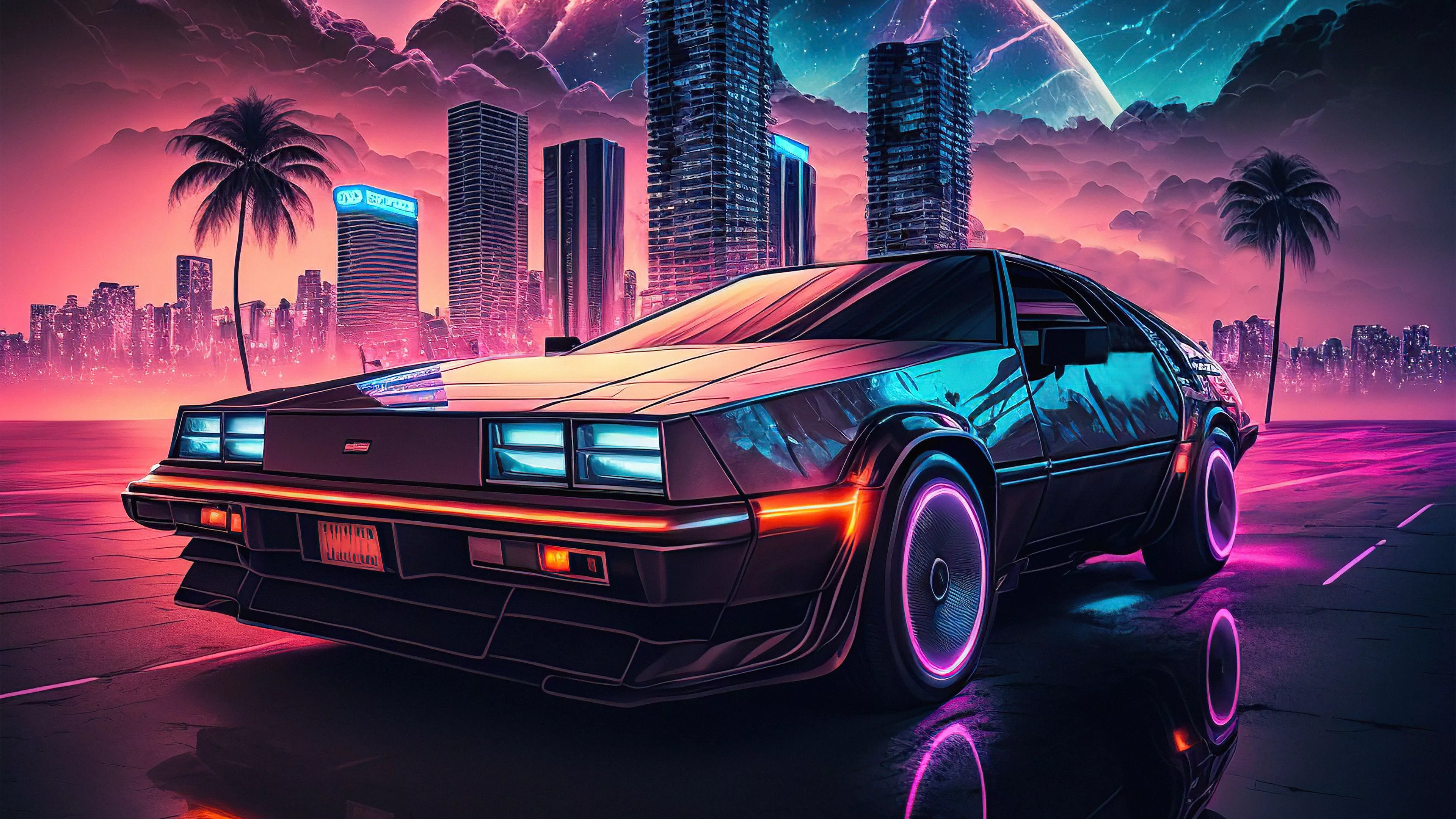 Neon 80s Ride Wallpaper, HD Artist