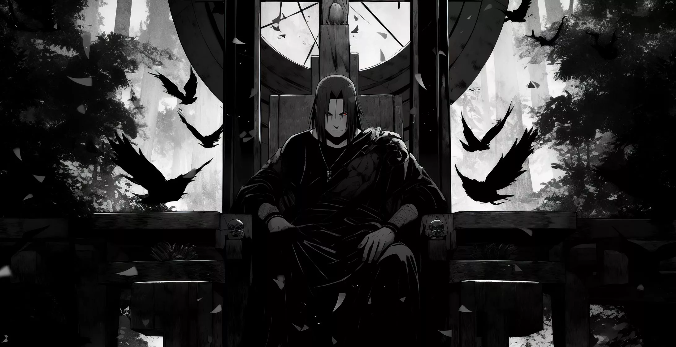 Itachi Uchiha Manga Sitting on a Throne