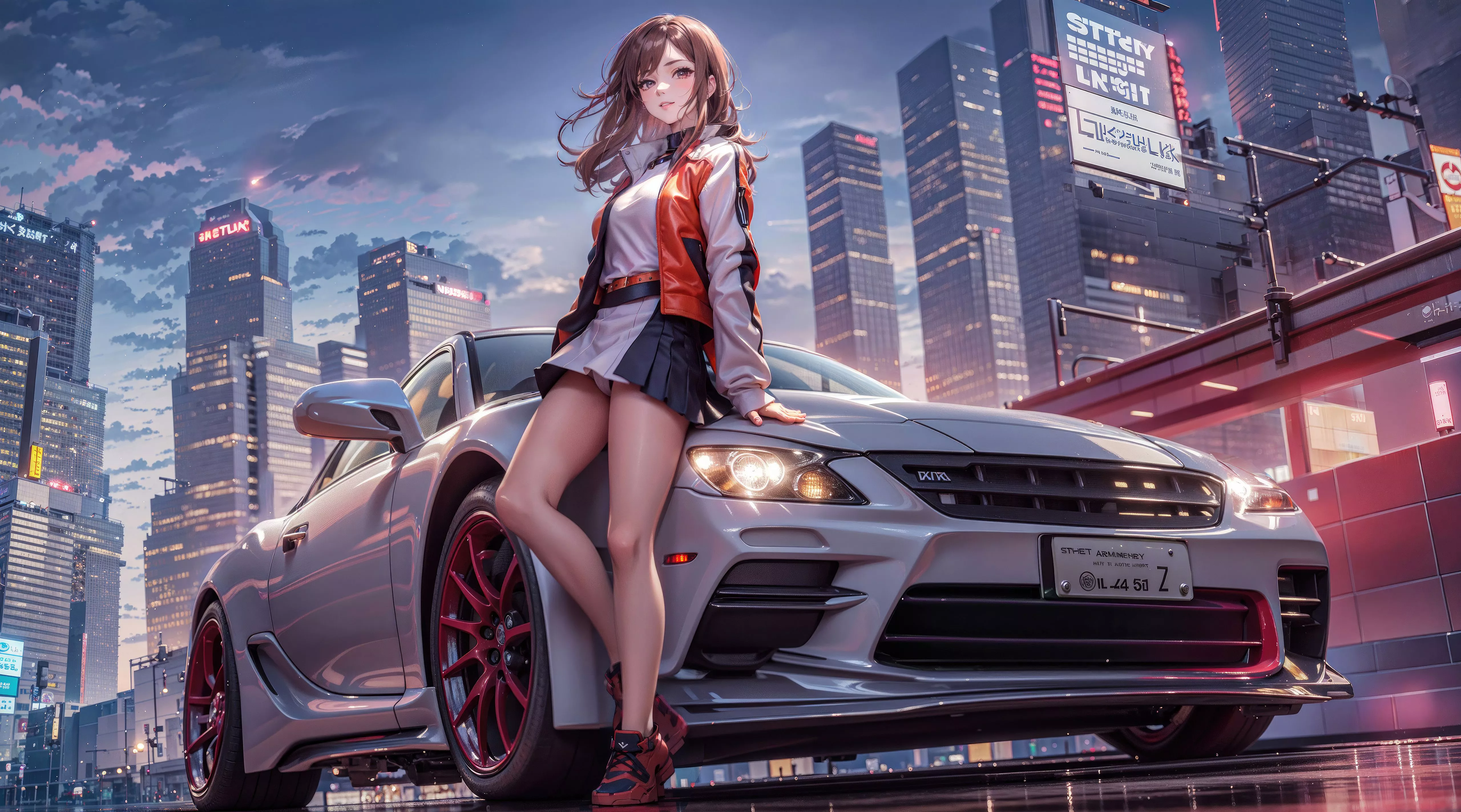 Anime Girl With Cars 5k Wallpaper, HD