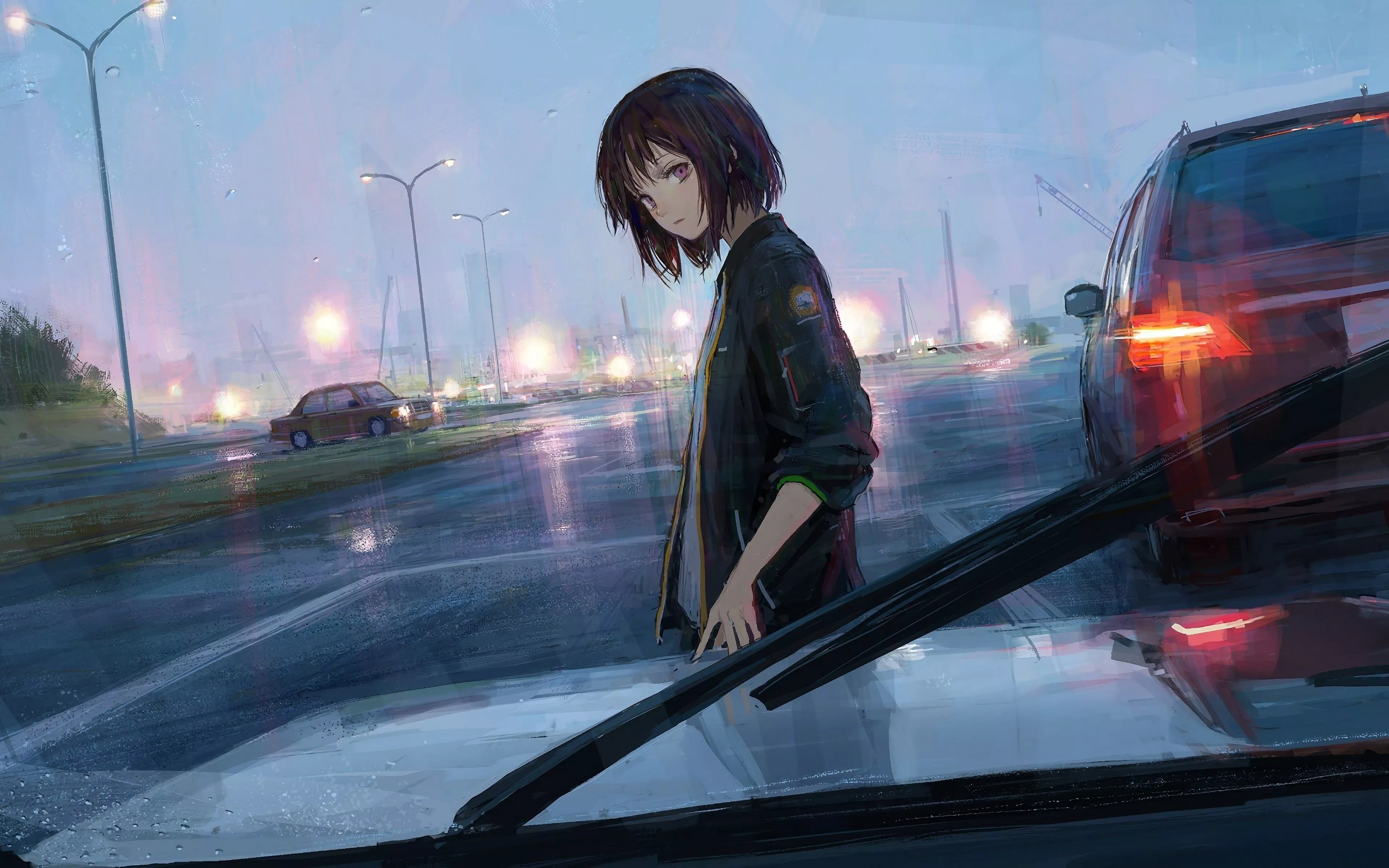 Anime Girl Cars 4K Wallpaper