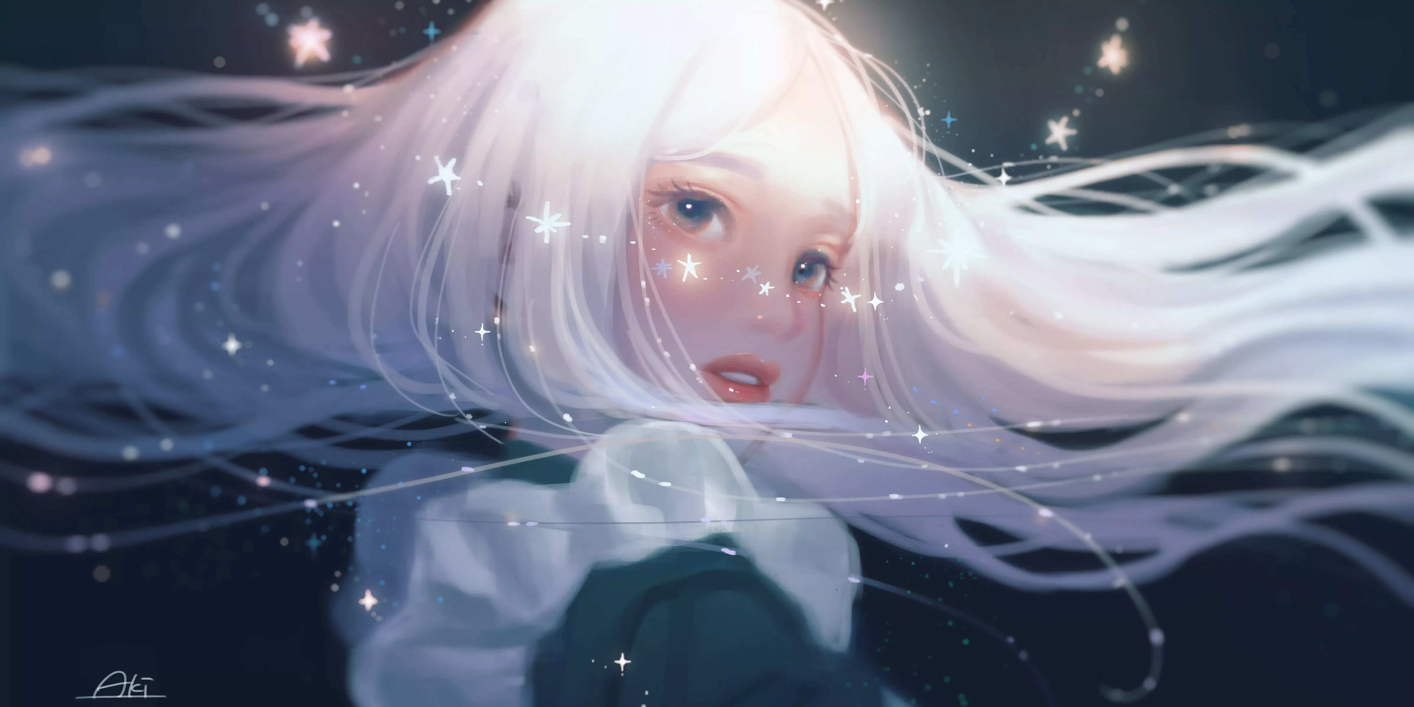Ethereal White Haired Anime GirlK Ultra HD Wallpaper