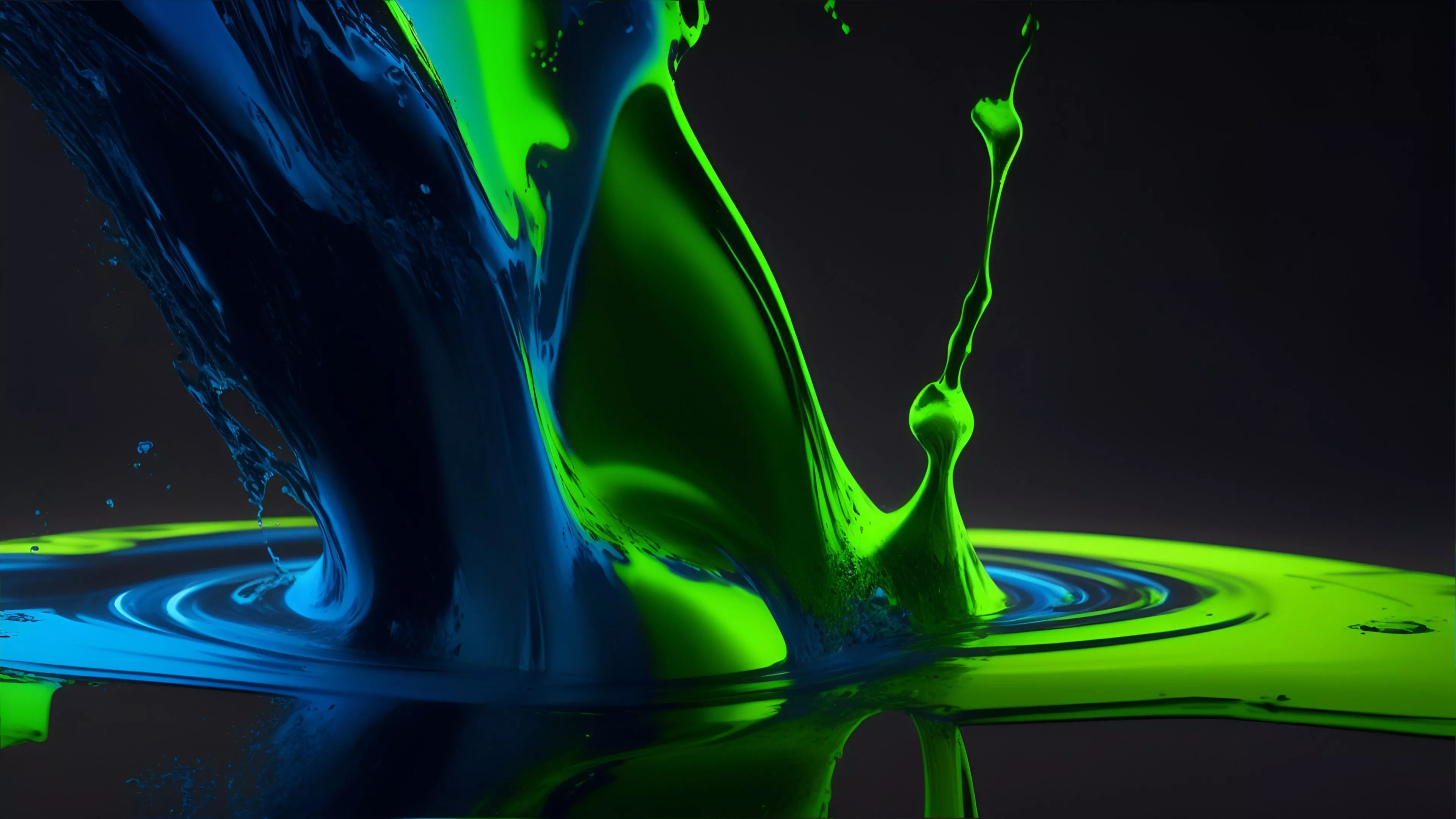 Lime Green Electric Blue Liquid Splash