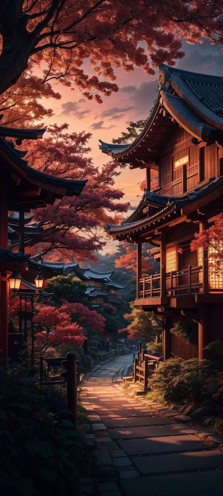 Japanese Street Night Landscape