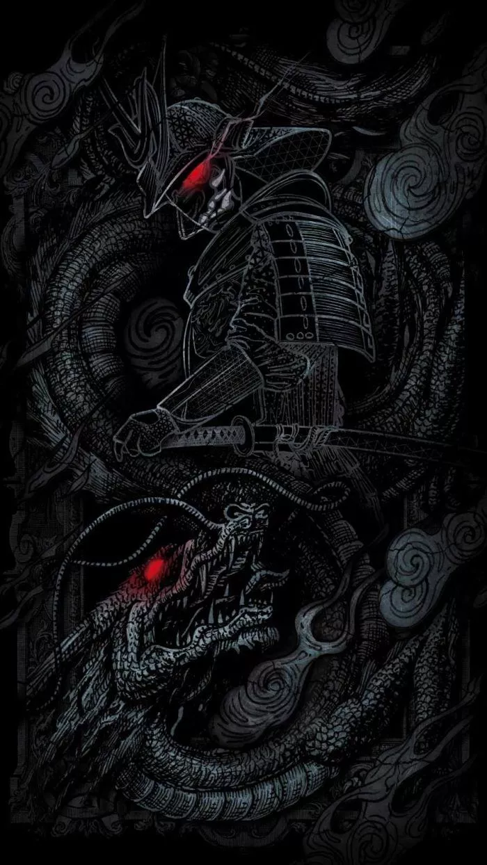 Black Dragon vs Ninja iPhone Wallpaper