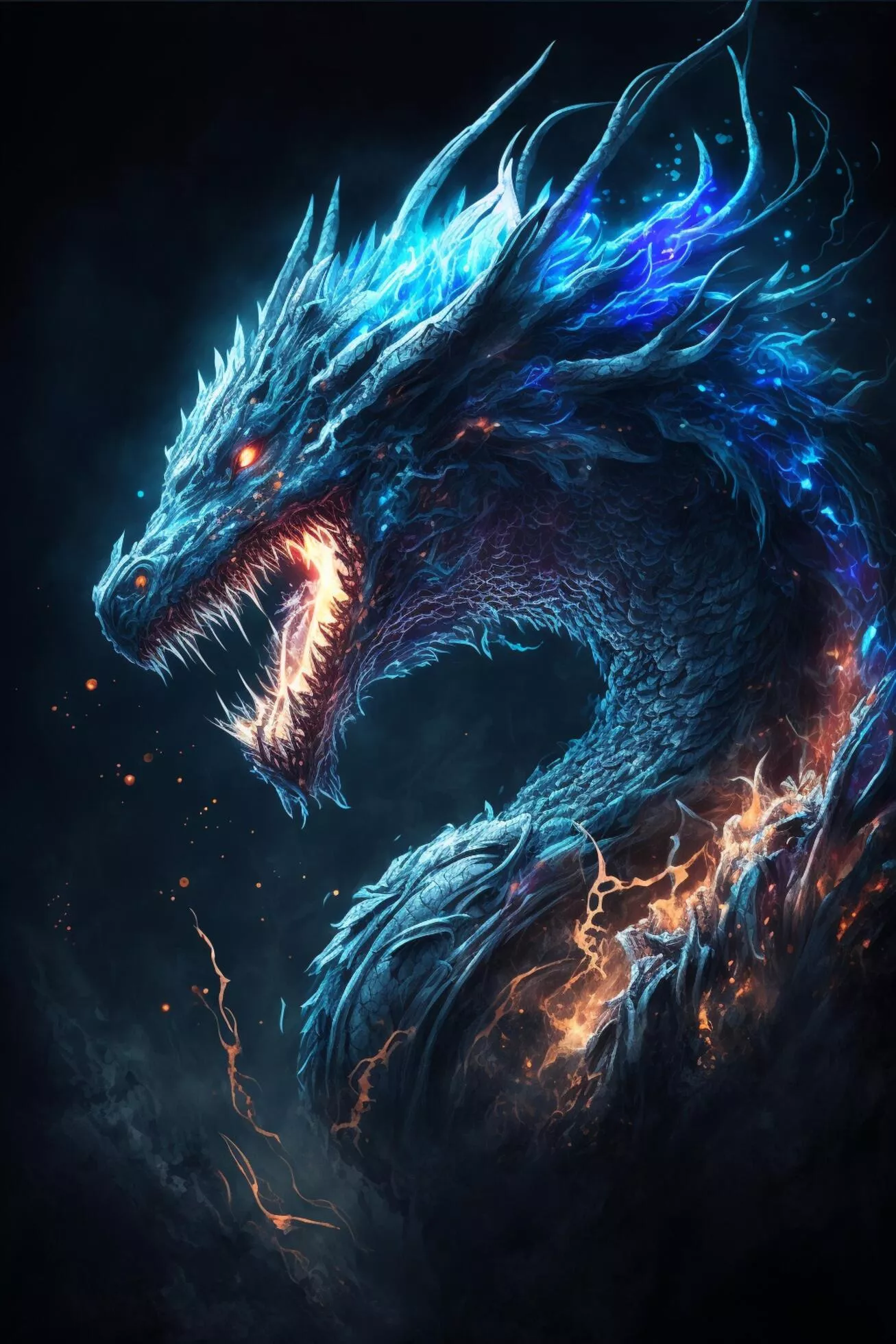 dragon on a black background