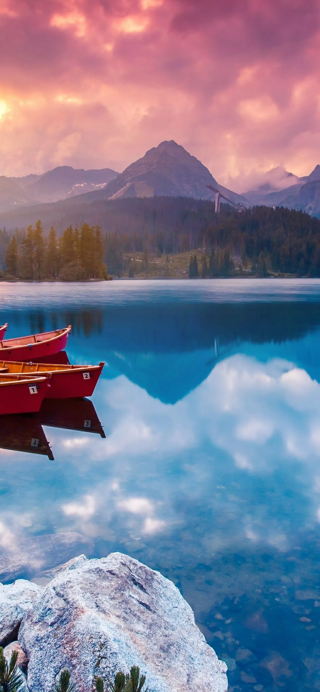 Sunrise Nature Lake Mountain Scenery 4K