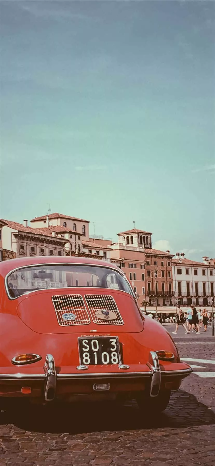 Red Porsche 356 Retro iPhone Wallpaper