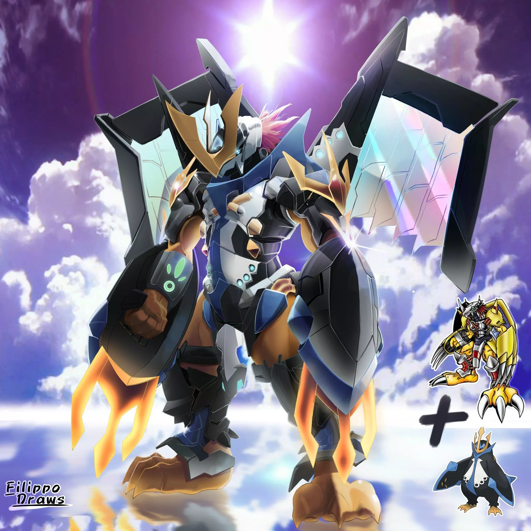 WarGraymon X Empoleon #Digimon #pokemon