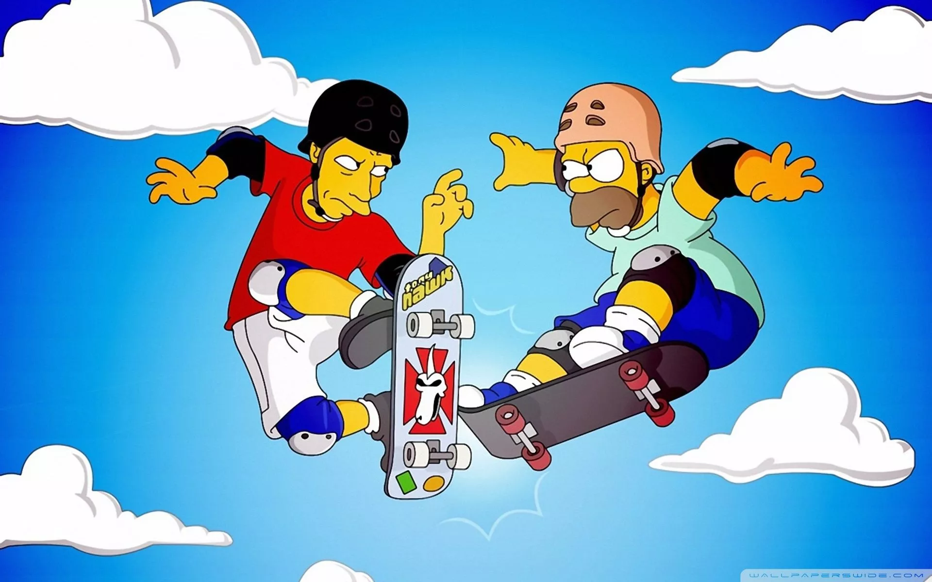 Homer And Tony Hawk Ultra HD Wallpaper
