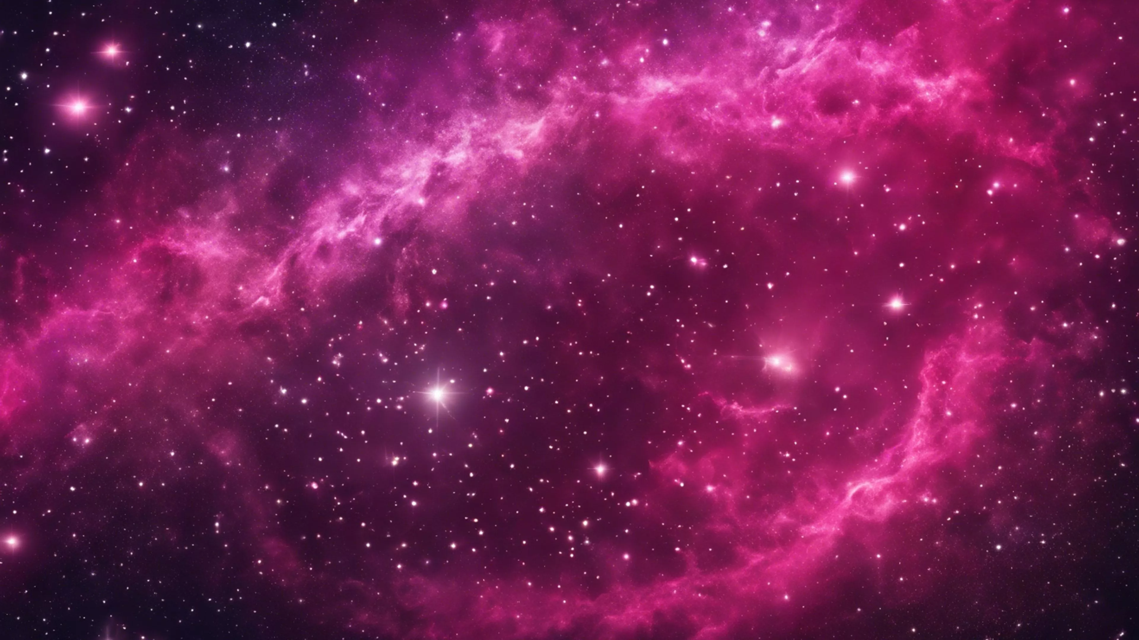 A dark pink and fuchsia galaxy in the space with numerous twinkling stars and a soft nebulous glow. Wallpaper [5c74cefd67e14abf99be]