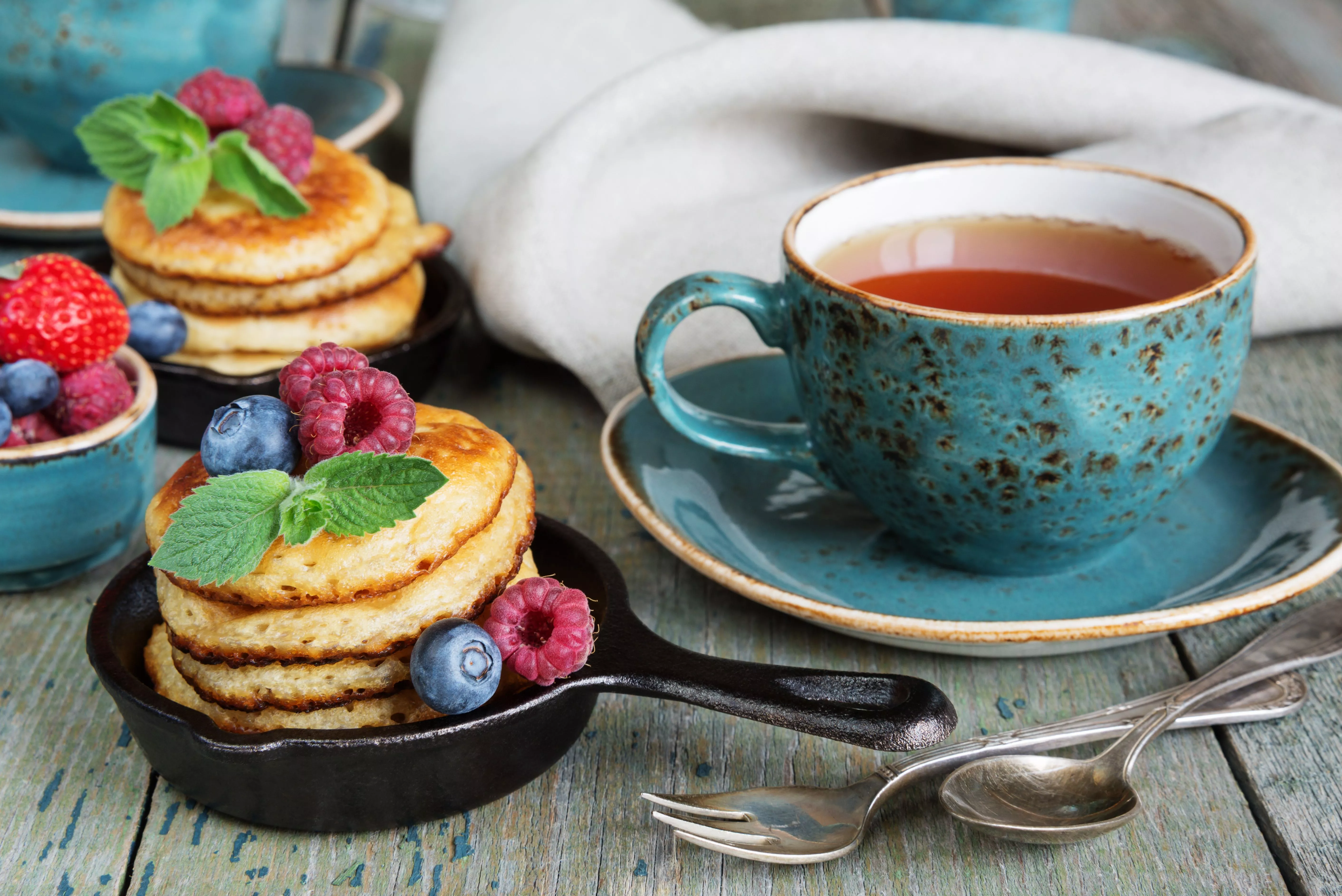 Tea Pancakes 4k Wallpaper, HD Food