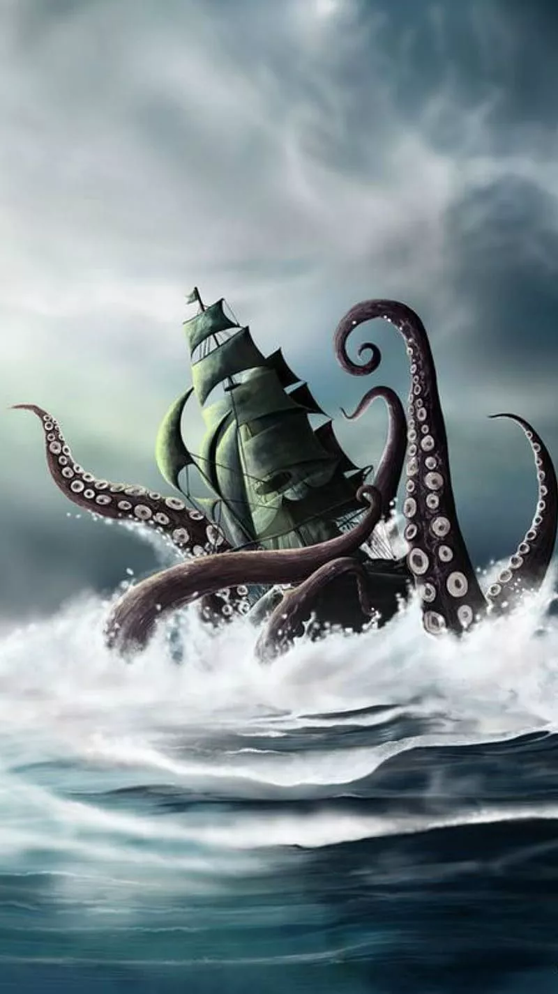 Kraken, octopus, sea, HD phone