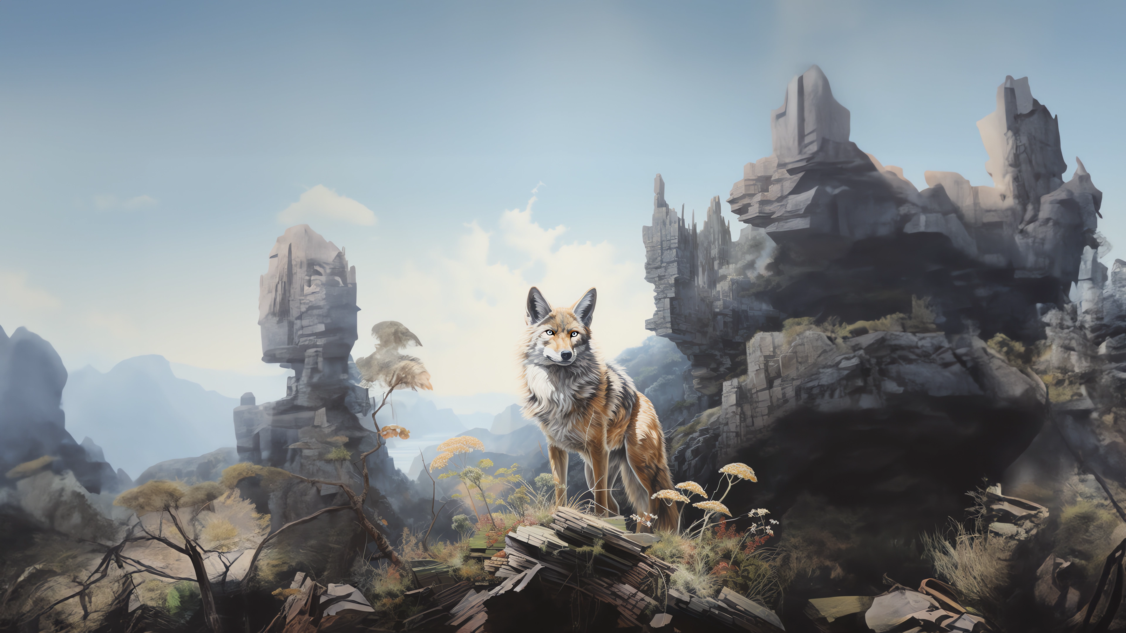 Wolves: 4K Day Landscape Wallpaper