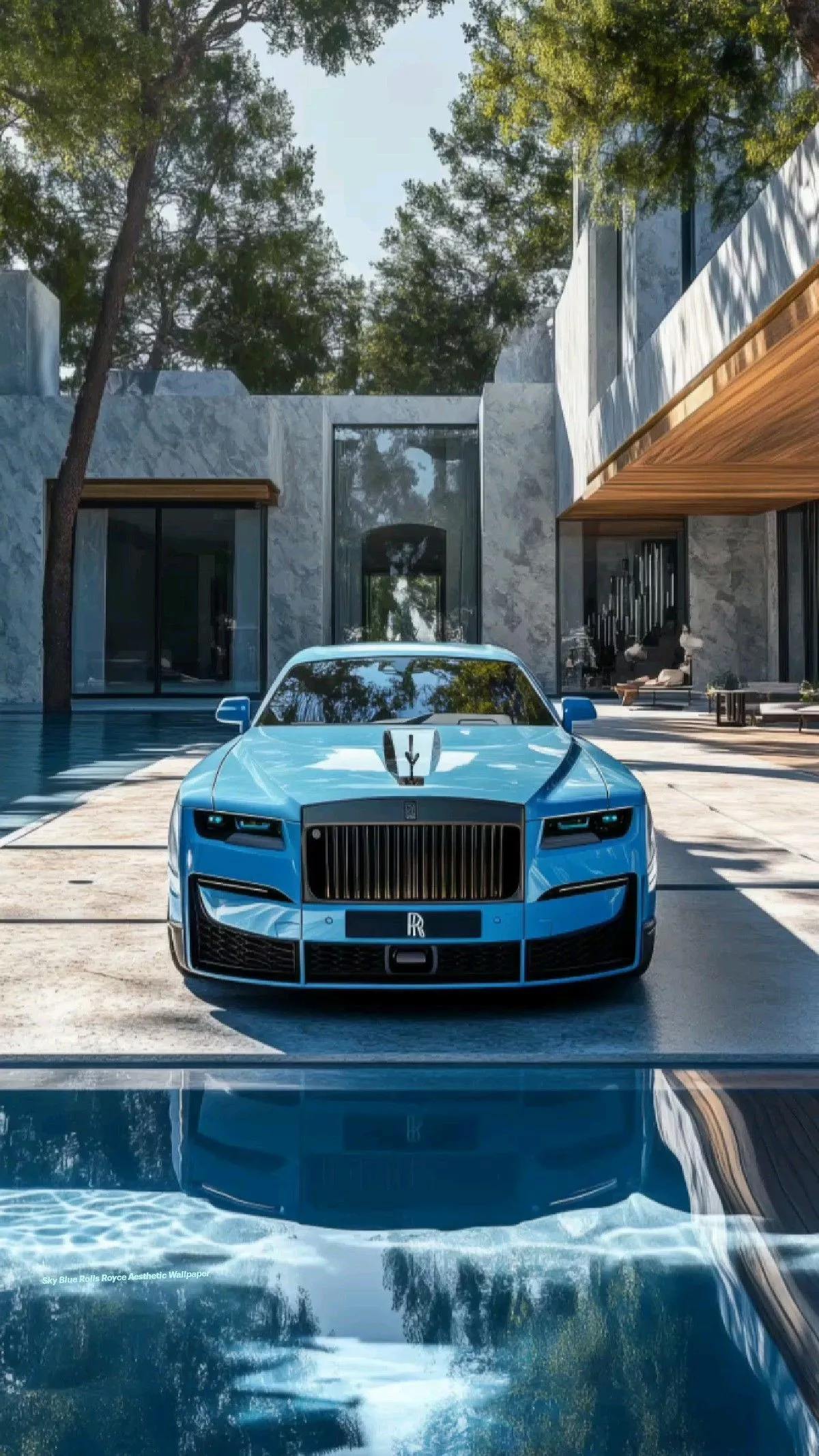 Sky Blue Rolls Royce Aesthetic Wallpaper