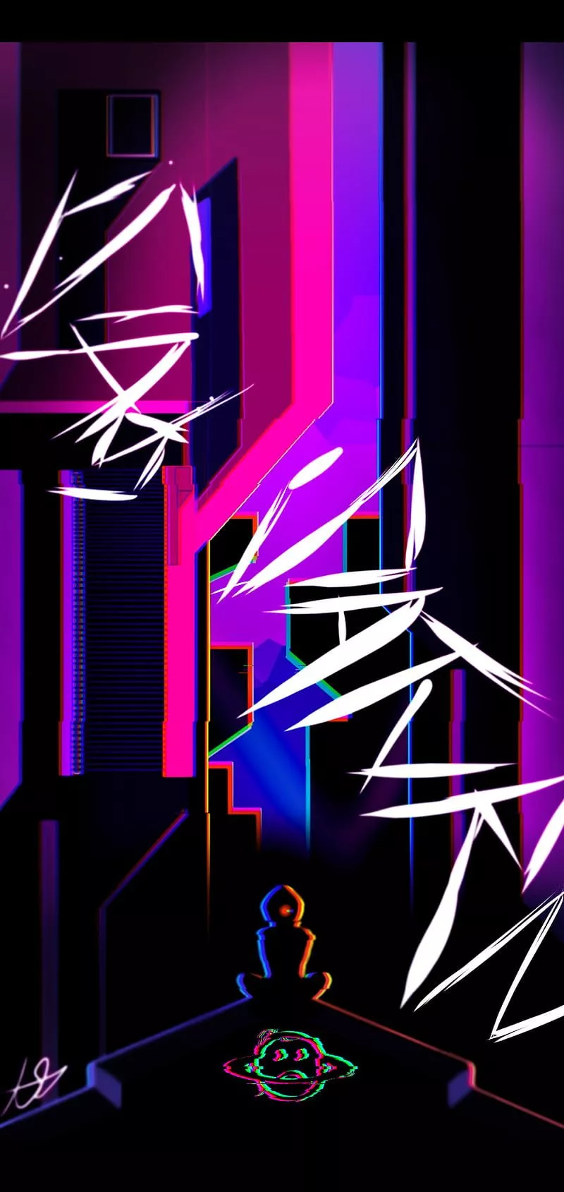 Sad Saturn, anime, city, display