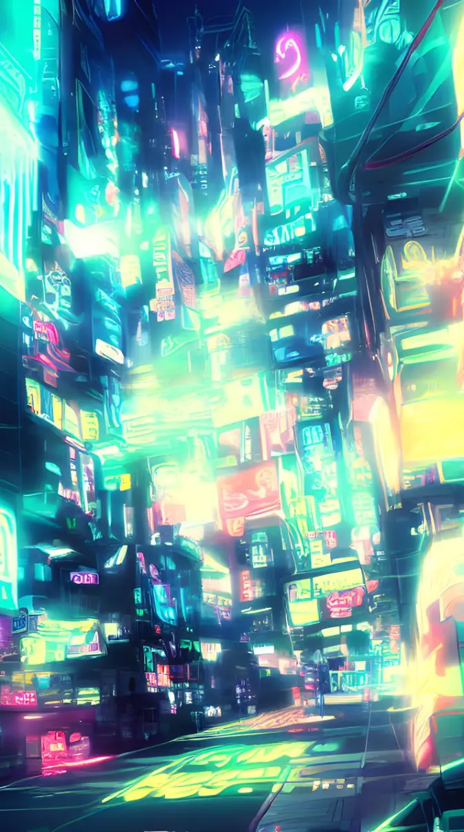 Neon Anime City wallpaper