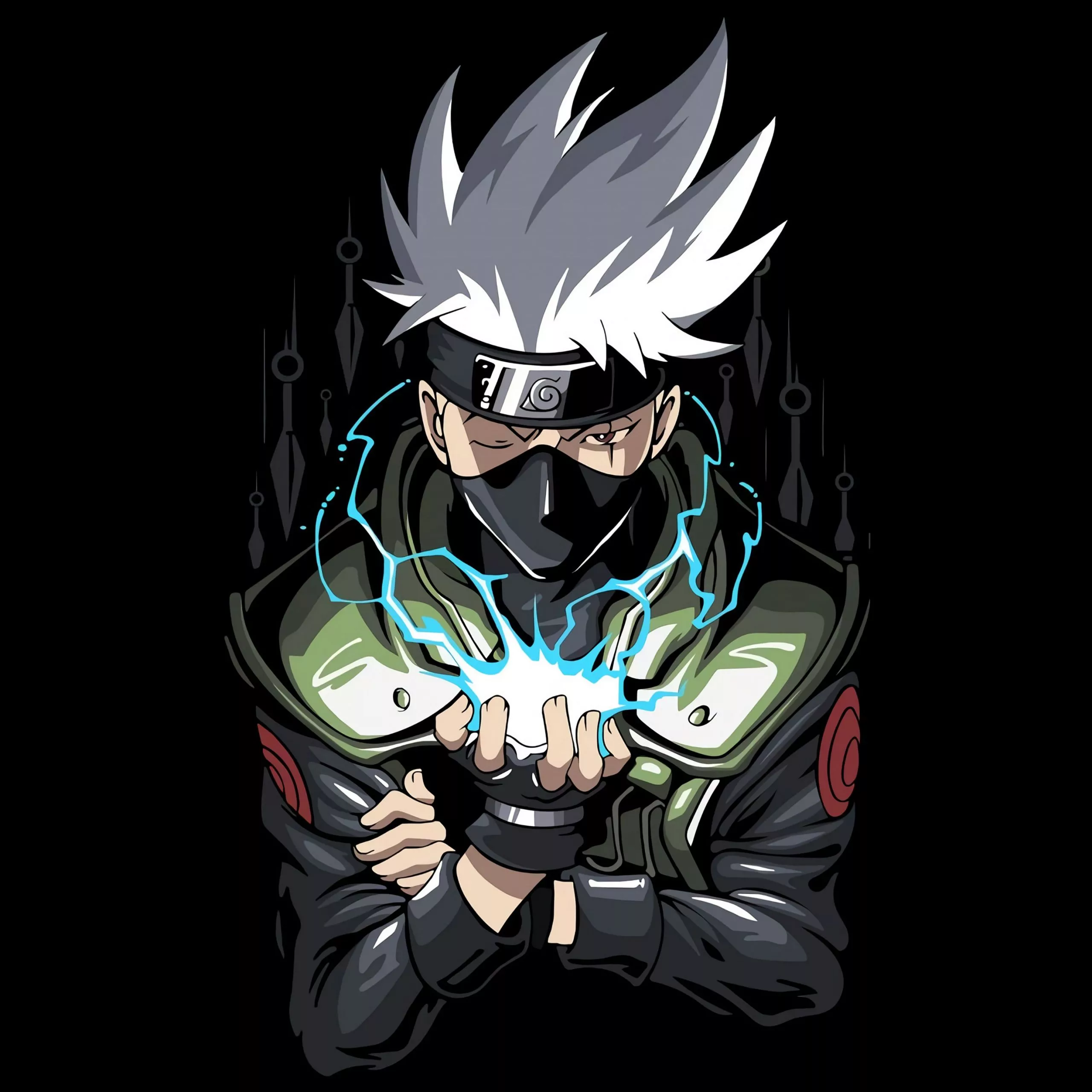 Kakashi Hatake Wallpaper 4K, AMOLED, Naruto, Black background
