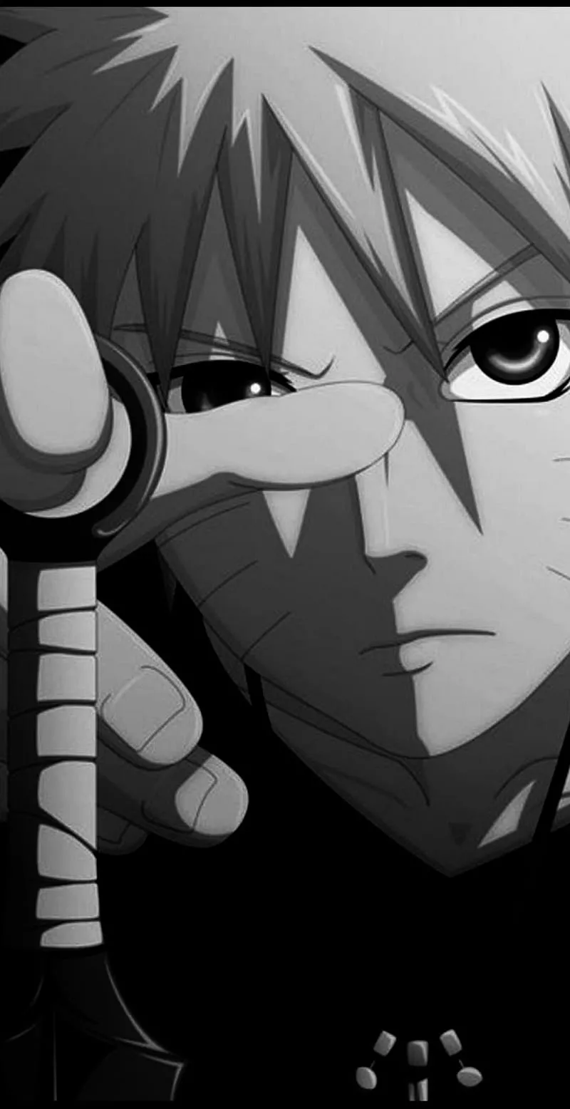 Naruto greyscale, anime, black, iphone