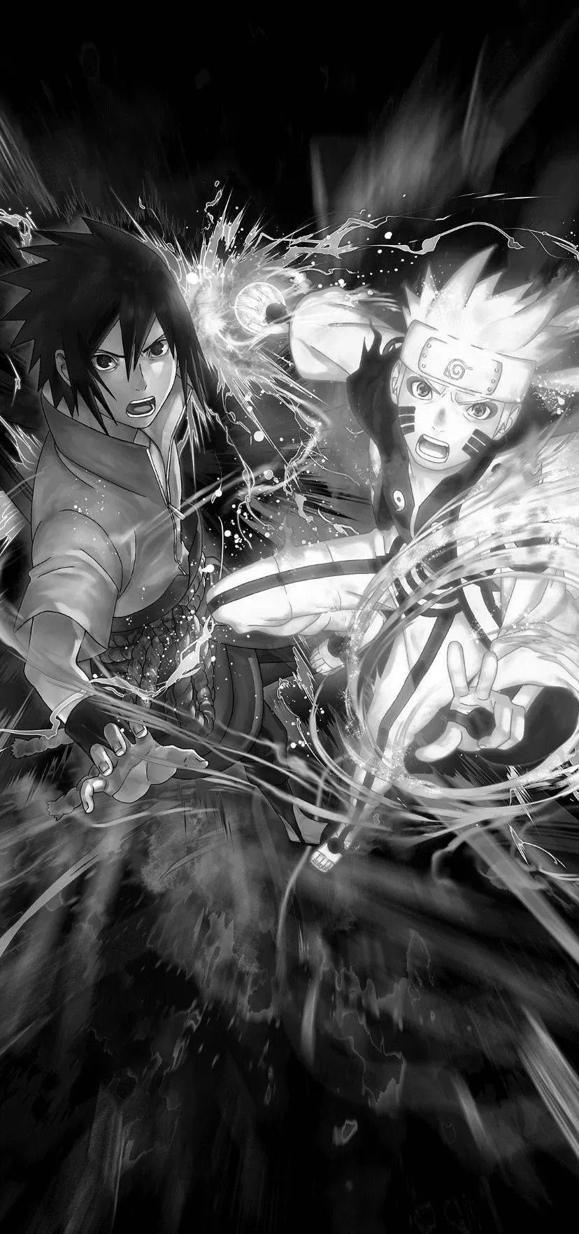 Naruto And Sasuke Anime Black And White